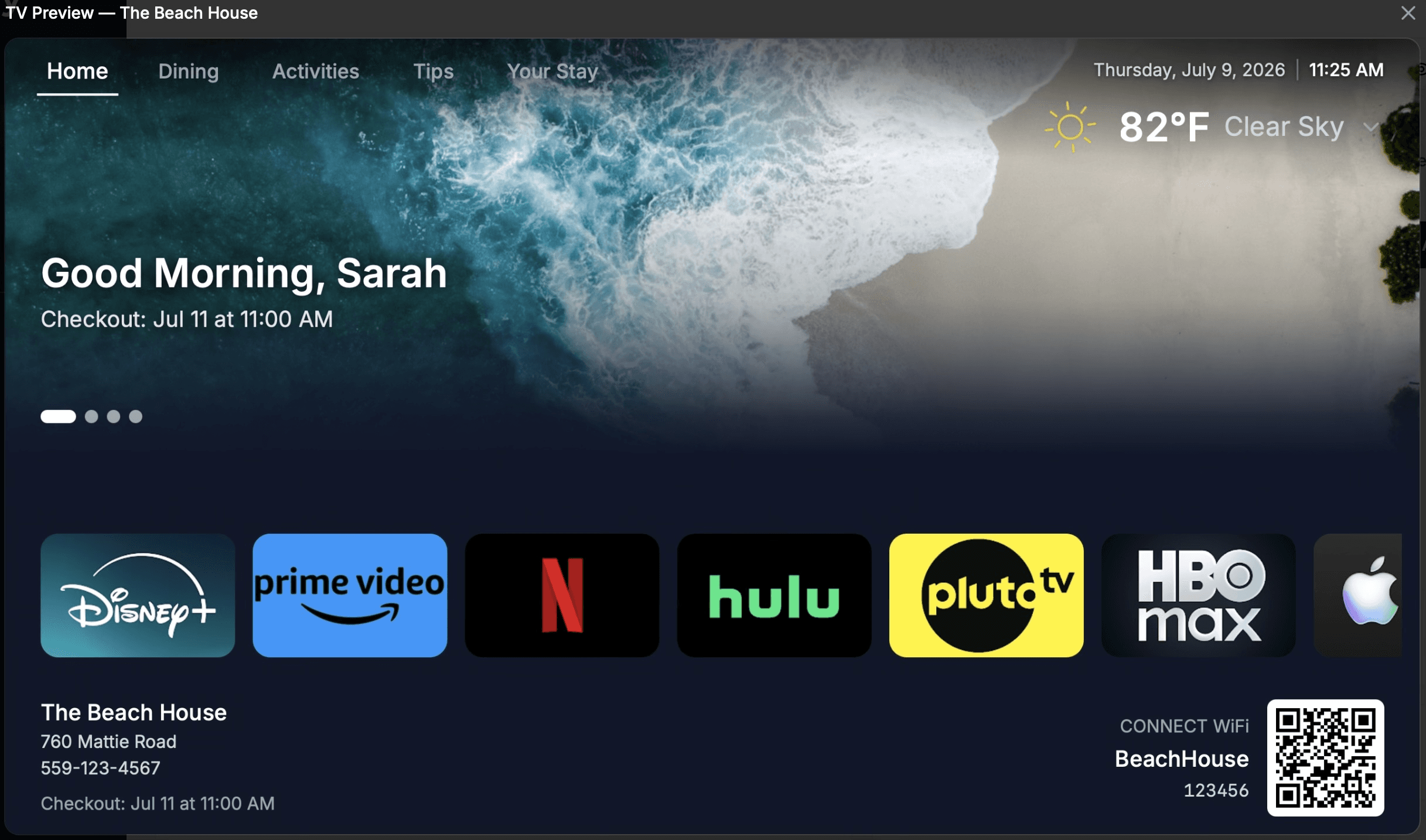 Live TV preview: see the guest dashboard without being at the TV